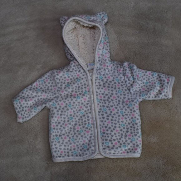 Baby Fleece Faux Sherpa Zip up Hoodie Jacket Size 0-3 - Picture 1 of 9